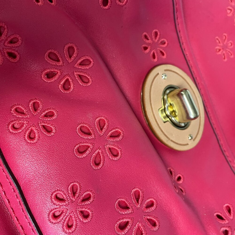 Coach Pink Poppy Eyelet Tote - Picture 4 of 13